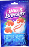 Halls Breezers Pectin Throat Drops Cool Creamy Strawberry - 25 ct