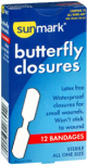 Sunmark Waterproof Butterfly Closures - 12ct