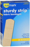 Sunmark Sturdy Strip Fabric Bandages All One Size - 20 ct