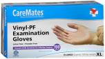 Caremates Vinyl-PF Exam Gloves, X-Large - 100 ct