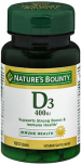 Nature's Bounty D3-400 IU Vitamin Supplement - 100 Tablets