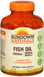 Sundown Naturals Fish Oil 1000 mg Softgels Omega 3 - 200 ct