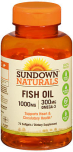 Sundown Naturals Fish Oil 1000 mg Softgels Omega 3 - 72 ct