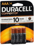 Duracell Coppertop AAA Alkaline Batteries 1.5 Volt - 4ct