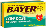 Bayer Low Dose Safety Coated Aspirin 81 mg Tablets - 200 ct