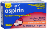 Sunmark Aspirin Adult Low Strength 81 mg Chewable Tablets Orange Flavored