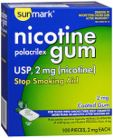 Sunmark Nicotine Polacrilex Coated Gum 2 mg Cool Mint Flavor