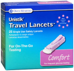 Unistik Travel Lancets, Comfort - 25 single-use safety lancets