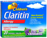 Claritin Children's 24 Hour Allergy Non-Drowsy Grape - 20 chewable Tablets