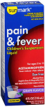 Sunmark Pain & Fever Reliever, Children's Suspension Liquid, Grape Flavor - 4oz