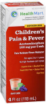 Health Mart Children's Pain & Fever Suspension Liquid Grape Flavor