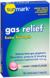 Sunmark Gas Relief, Chewable Tablets, Extra Strength, Cherry Creme Flavor - 18 Tablets