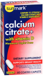 Sunmark Calcium Citrate + With Vitamin D Caplets - 60 ct