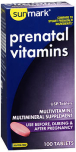 Sunmark Prenatal Vitamin, Multivitamin/Multimineral Supplement, Tablets - 100 Tablets