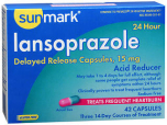 Sunmark Lansoprazole, 24 Hour Acid Reducer, Delayed Release Capsules - 42 Capsules