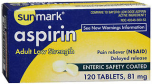 Sunmark Aspirin Adult Low Strength 81 mg Enteric Safety Coated Tablets - 120 ct