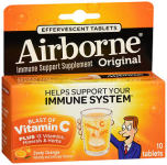 Airborne Original Immune Support Supplement Effervescent Tablets Zesty Orange