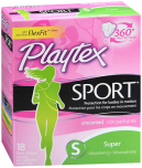 Playtex Sport Plastic Tampons Super Absorbency Unscented