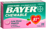 Bayer Low Dose Aspirin 81 Mg Chewable Tablets Cherry Flavored