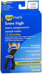 Sunmark Men's Compression Knee High Casual Socks 15-20 mmHg Black X-Large