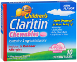 CLARITIN Children's 24 Hour Allergy Chewable Tablets Bubble Gum Flavored