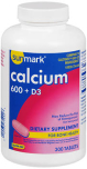 Sunmark Calcium 600 + D3 Dietary Supplement Tablets