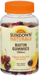 Sundown Naturals Biotin 1000 mcg Gummies Grape, Orange and Cherry Flavored