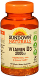 Sundown Naturals Vitamin D3 2000 IU Softgels 350 CP