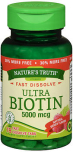 Nature's Truth Ultra Biotin 5,000 mcg Fast Dissolve Tabs Natural Berry Flavor