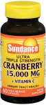 Sundance Vitamins Ultra Triple Strength Cranberry 15,000 mg + Vitamin C Capsules