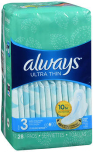 Always Ultra Thin Pads with Flexi-Wings Extra Long Super Absorbency Size 3