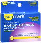 Sunmark Motion Sickness 25 mg Tablets Less Drowsy Formula