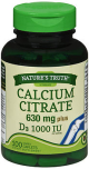 Nature's Truth Calcium Citrate 630 mg Plus D3 1000 IU Dietary Supplement Caplets