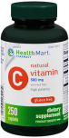 Health Mart Natural Vitamin C 500 mg and Rose Hips Dietary Supplement Caplets 250 CP