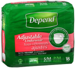 Depend Adjustable Underwear with Velcro Closures S/M