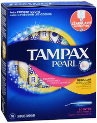 Tampax Pearl Tampons with Plastic Applicators Regular Absorbency Fresh Scent - 18 ct