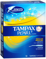 Tampax Pearl Tampons, Plastic Applicator, Regular Absorbency - 18 ct