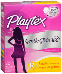 Playtex Gentle Glide 360 Degree Plastic Tampons Regular Absorbency Fresh Scent - 20 ea.