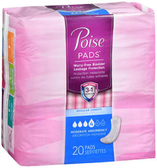 Poise Pads Moderate Absorbency Regular Length - 6 pks of 20