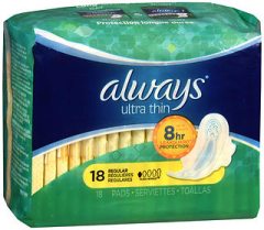 Always Ultra Thin Maxi Pads with Flexi-Wings Regular - 12 packs of 18