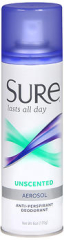 Sure Anti-Perspirant Deodorant Aerosol Spray Unscented - 6 oz