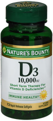 Nature's Bounty D3-10,000 IU Ultra Strength - 72 Softgels