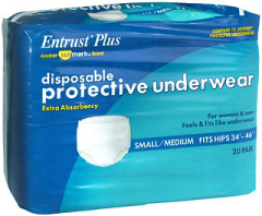 Sunmark Entrust Plus Disposable Protective Underwear Extra Absorbency Small/Medium - 4 p's of 20 ct