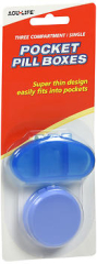 Acu-Life Three Compartment/Single Pocket Pill Boxes- 2 Each