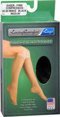 Loving Comfort Fashion Knee High Stockings Sheer Firm Black Medium - 1 pair