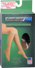 Loving Comfort Fashion Knee High Stocking 15-20 MMHG Beige Small - 1 pair