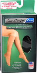 Loving Comfort Fashion Knee High Stockings Sheer Moderate Black Medium - 1 pair