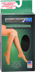 Loving Comfort Legs Fashion Knee High Stockings Moderate Compression Black X-Large - 1 pair