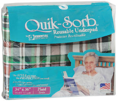 Essential Medical Supply Quik-Sorb Reusable Underpad 34"x36" Plaid - 1 ea.