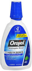 Orajel Antiseptic Rinse for All Mouth Sores, Mint - 16 oz